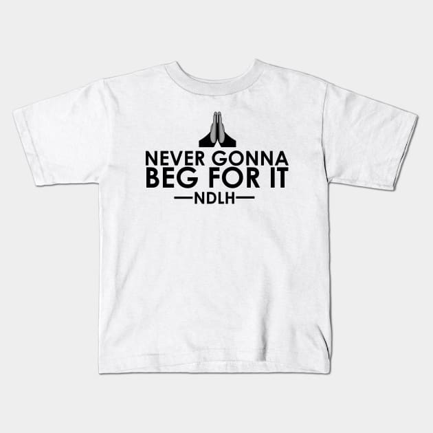 Never Gonna Beg For It Emoji Tee Kids T-Shirt by Nick de la Hoyde